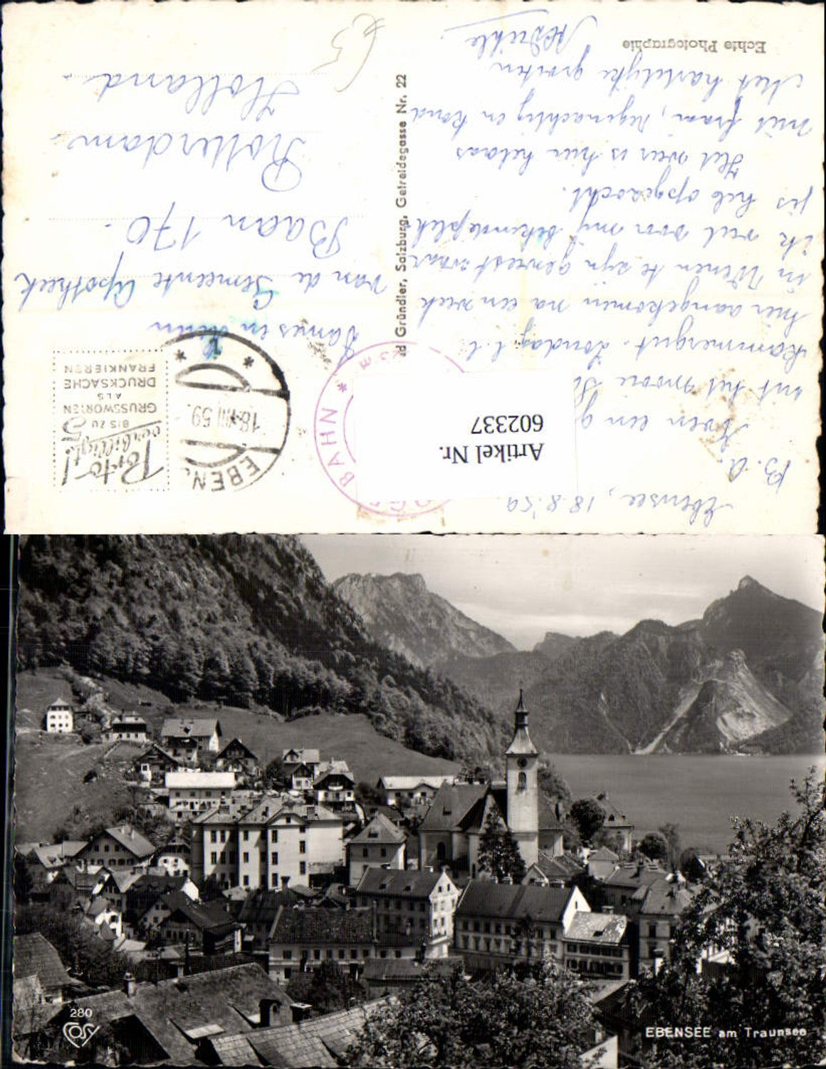 602337,Foto Ak Ebensee m. Traunsee Ansicht pub Cosy 280