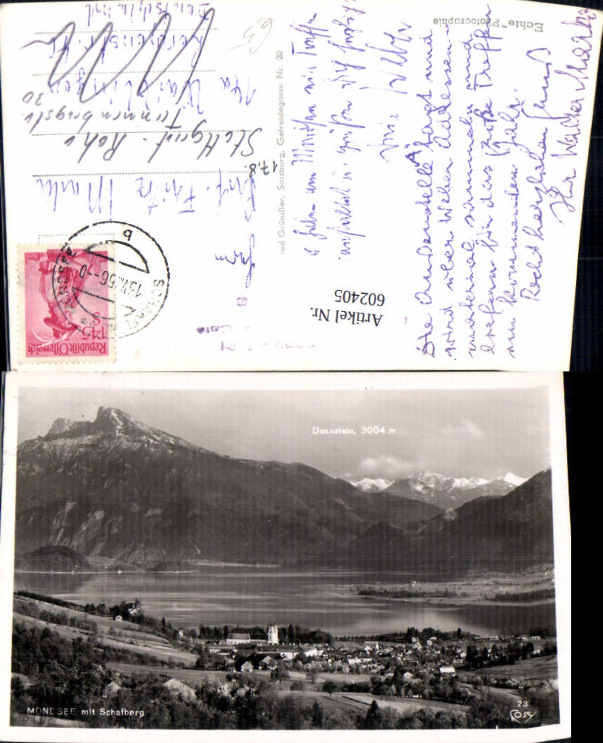602405,Foto Ak Mondsee m. Schafberg u. Dachstein