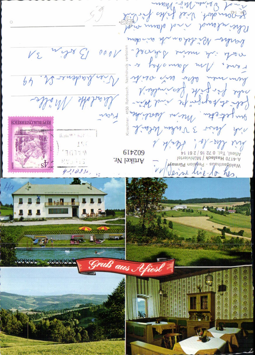 602419,Mehrbild Ak Haslach Mühlviertel Waldgasthaus Pension Pürmayr Afiesl Schwimmbad