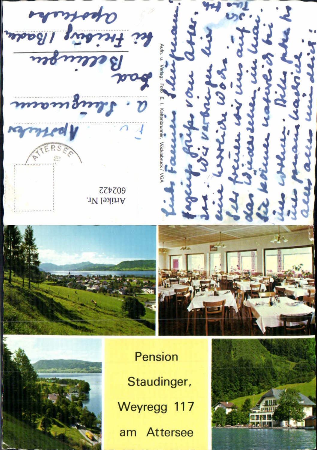 602422,Mehrbild Ak Weyregg a. Attersee Pension Staudinger Restaurant