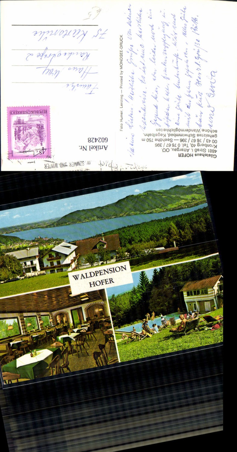 602428,Mehrbild Ak Waldpension Hofer Straß i. Attergau Schwimmbad