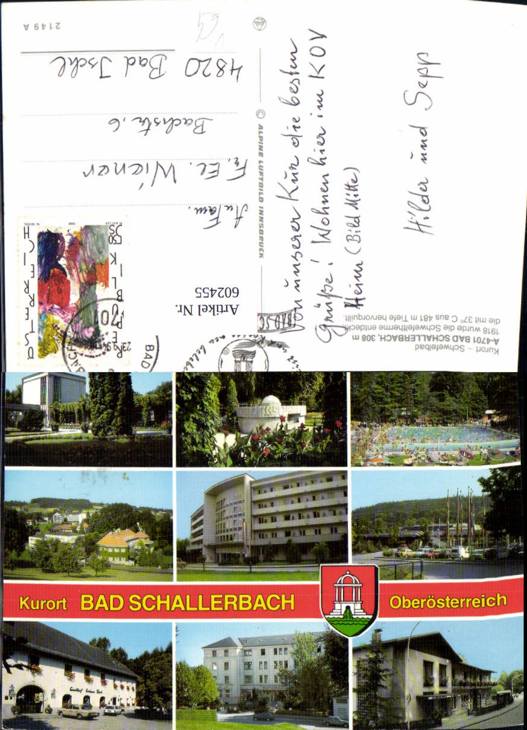 602455,Mehrbild Ak Bad Schallerbach Schwimmbad pub Alpine Luftbild 2149A