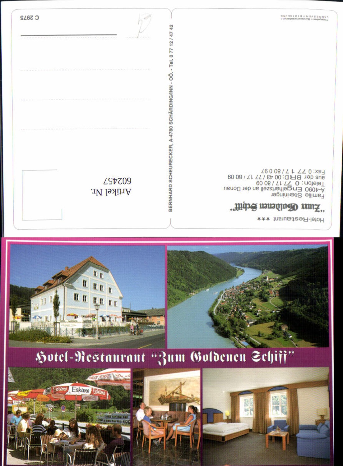 602457,Mehrbild Ak Engelhartszell a. d. Donau Zum goldenen Schiff