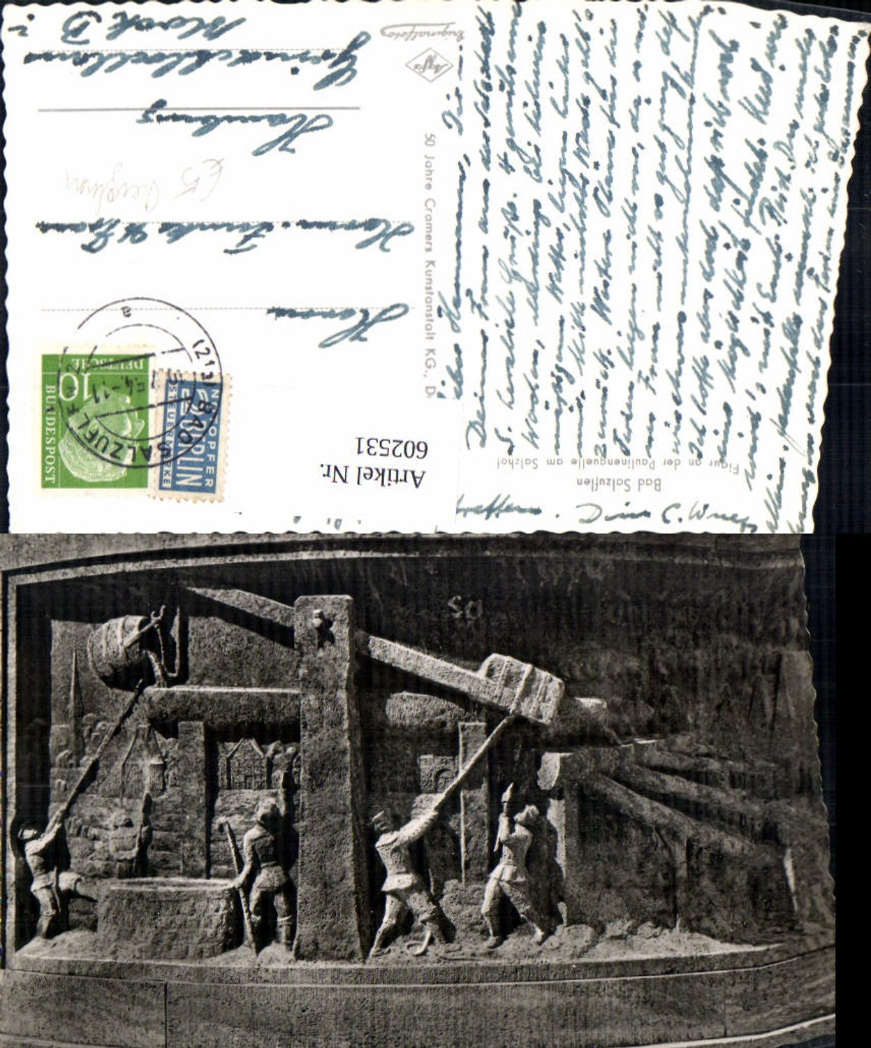 602531,Foto Ak Bad Salzuflen Figur a. d. Paulinenquelle a. Salzhof