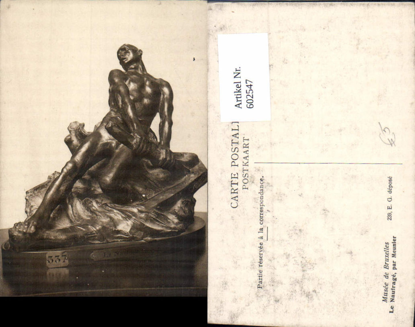 602547,Musee de Bruxelles Le Naufrage par Meunier Skulptur Figur