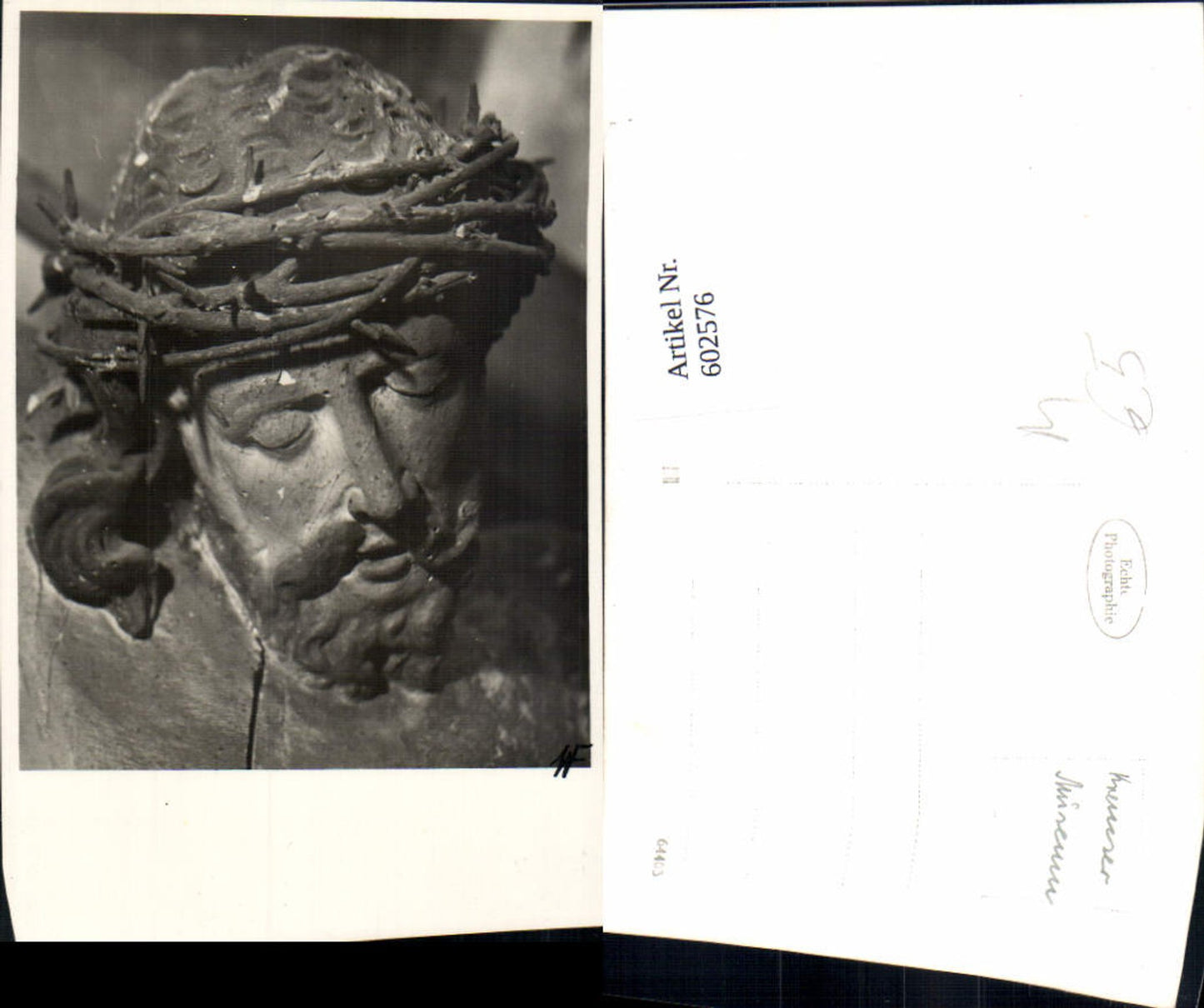 602576,Foto Ak Jesus m. Dornenkrone Figur Religion