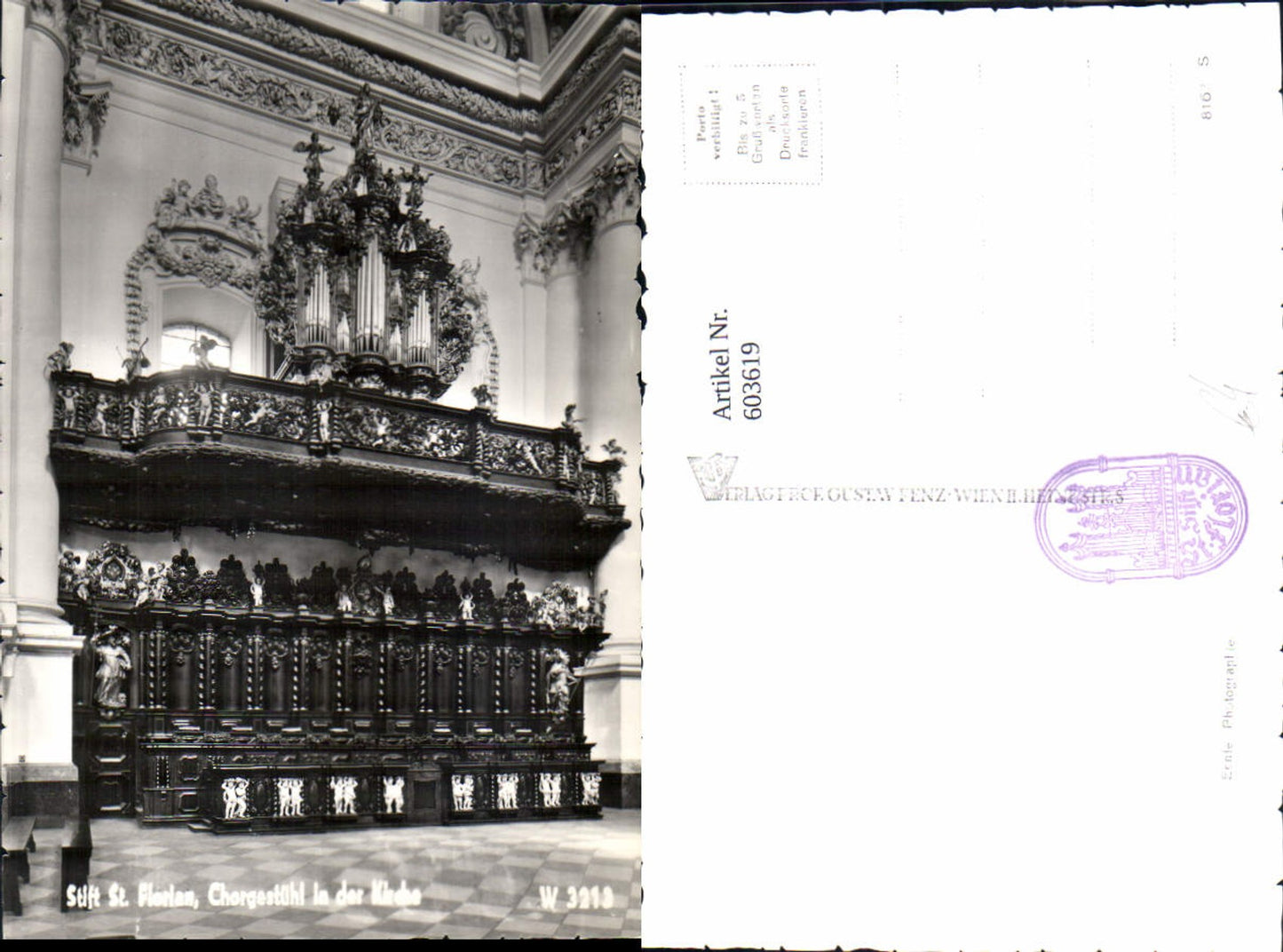 603619,Foto Ak St Florian Chorgestühl i. d. Kirche