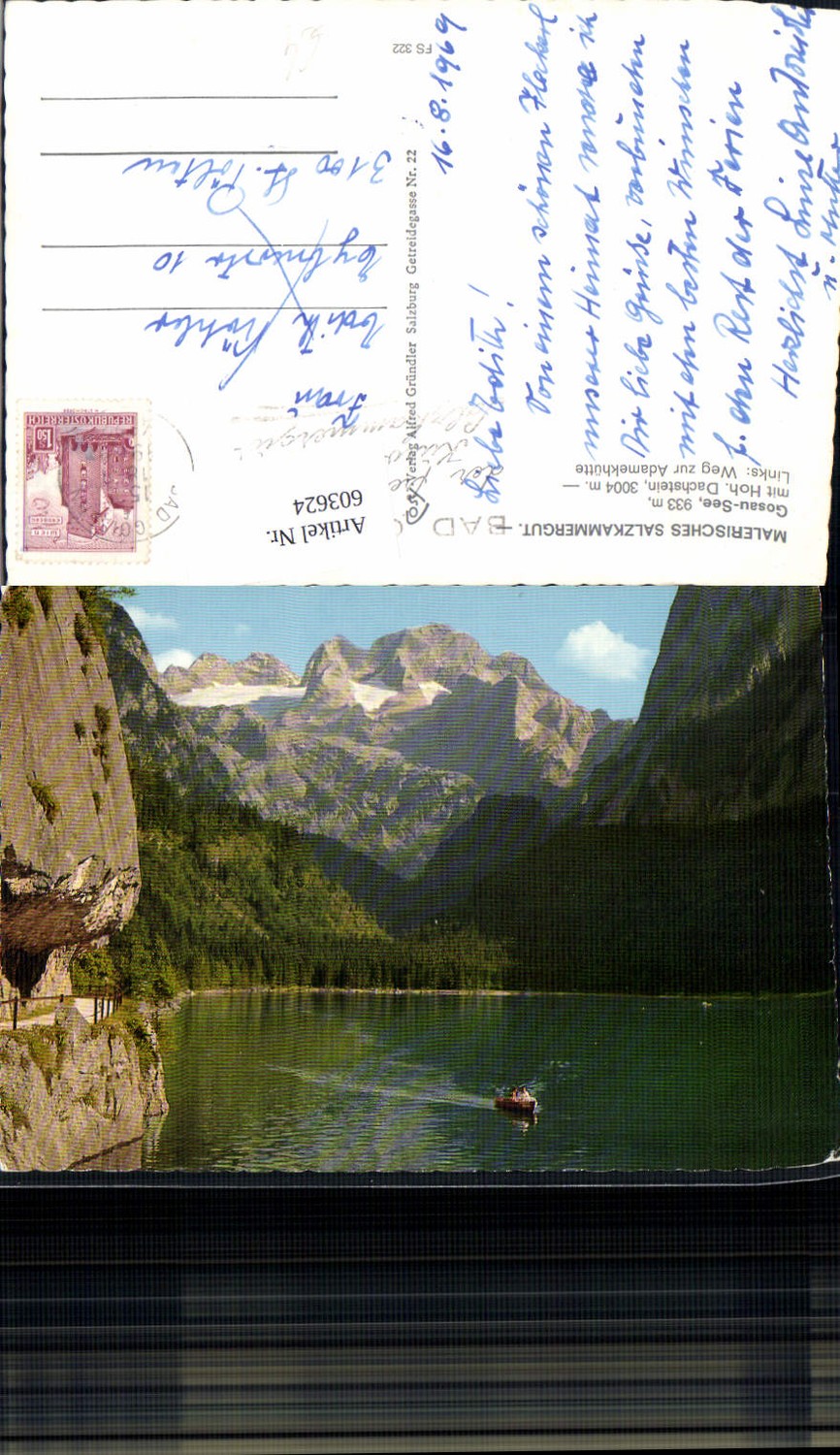 603624,Gosausee Gosau m. Hoh. Dachstein Weg zur Adamekhütte Boot