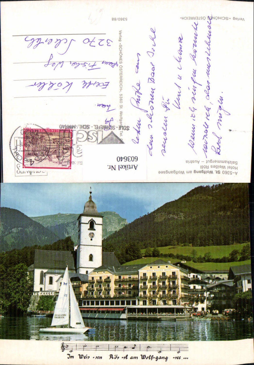 603640,St Wolfgang i. Salzkammergut Hotel Weißes Rößl Segelboot Notenzeile