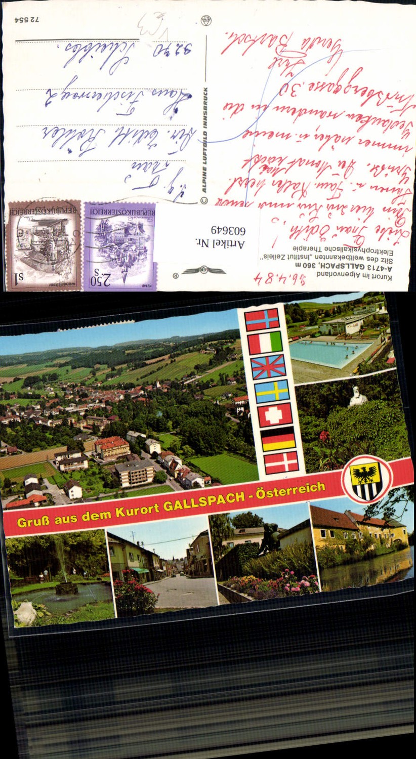 603649,Mehrbild Ak Gallspach Schwimmbad Institut Zeileis pub Alpine Luftbild 72554