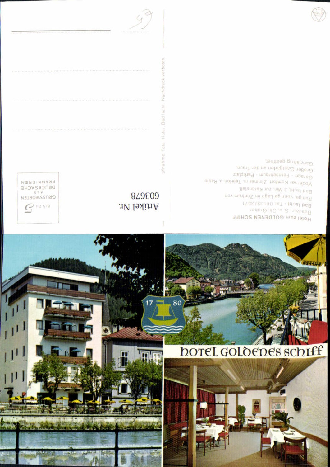 603678,Mehrbild Ak Bad Ischl Hotel zum Goldenen Schiff