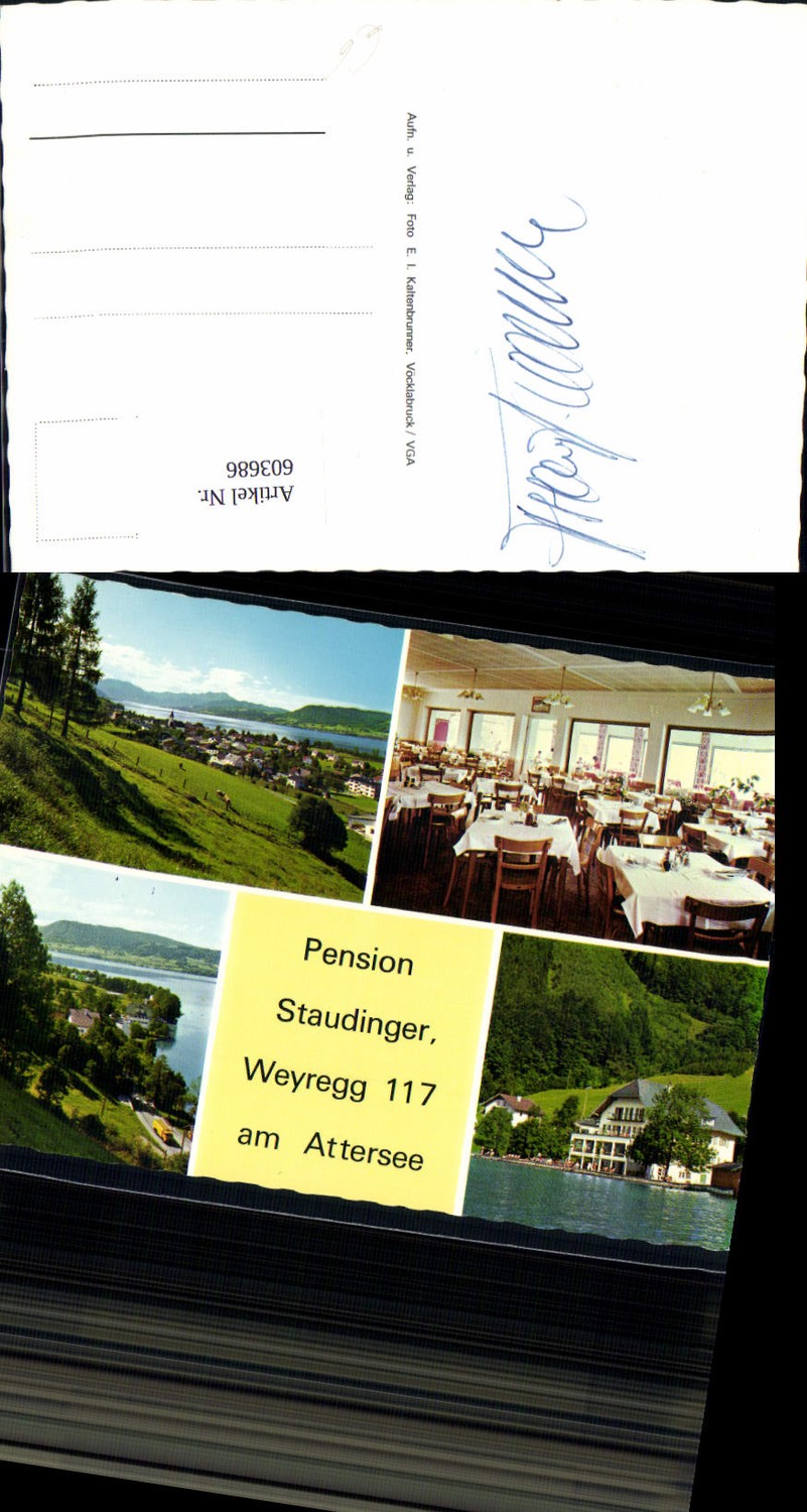 603686,Mehrbild Ak Weyregg a. Attersee Pension Staudinger