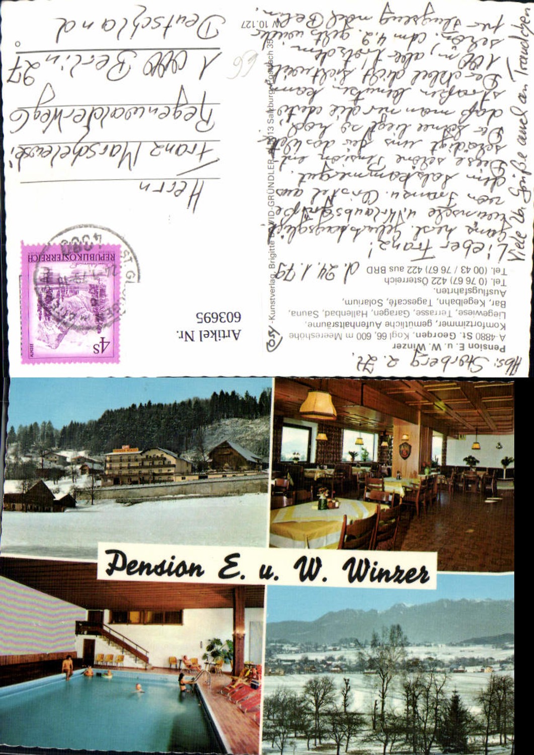 603695,Mehrbild Ak St Georgen i. Attergau Pension Winzer Hallenbad Winteransicht