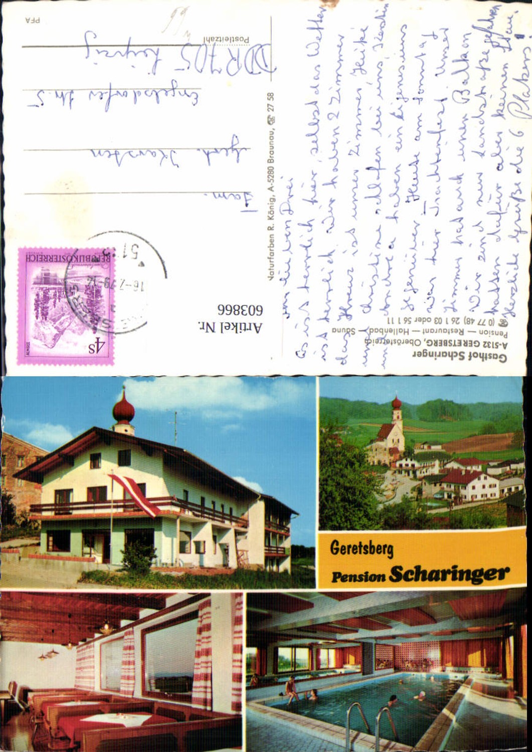 603866,Mehrbild Ak Geretsberg Gasthof Scharinger Hallenbad