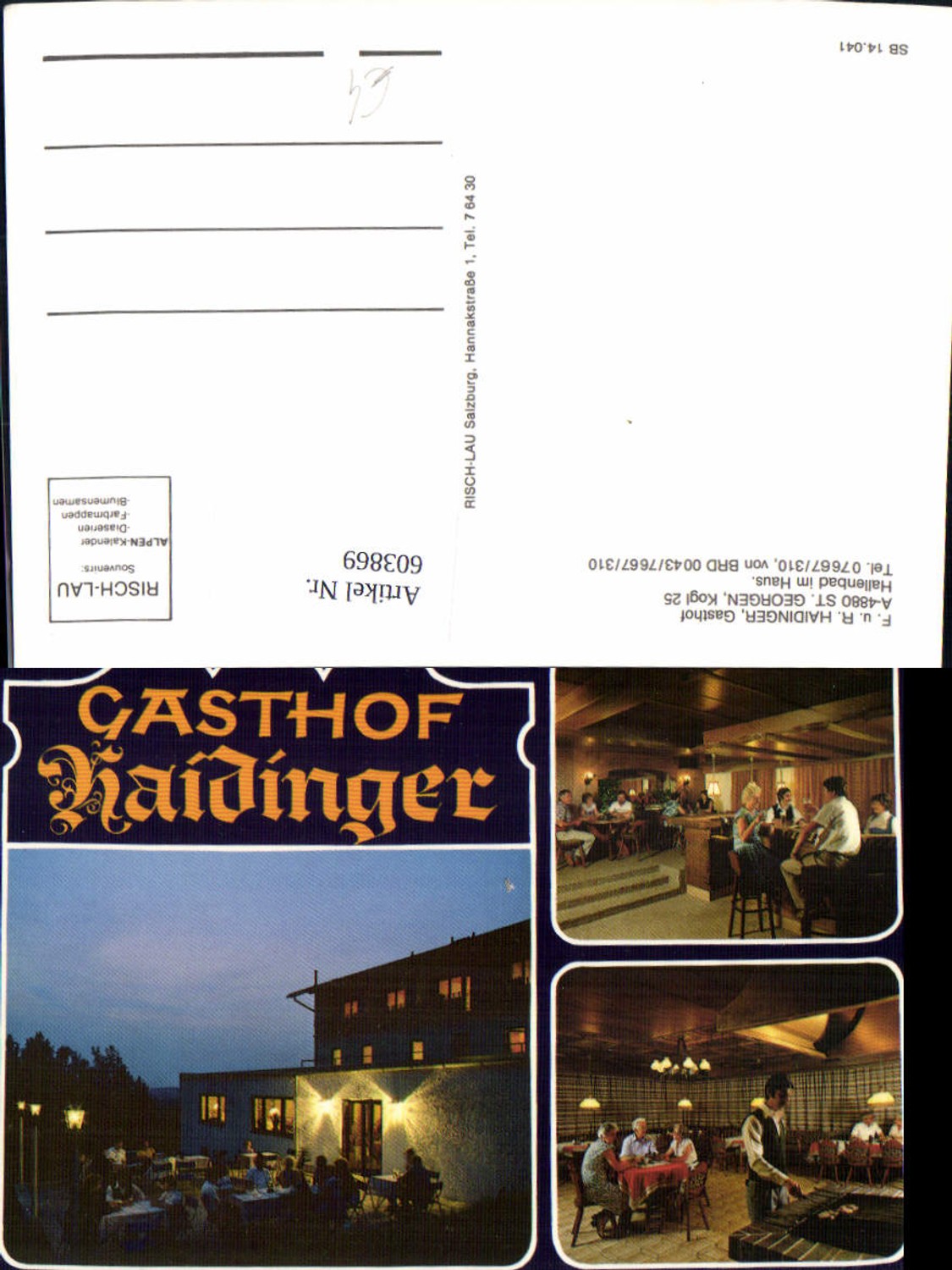 603869,Mehrbild Ak St Georgen i. Attergau Gasthof Haidinger b. Nacht Gaststube