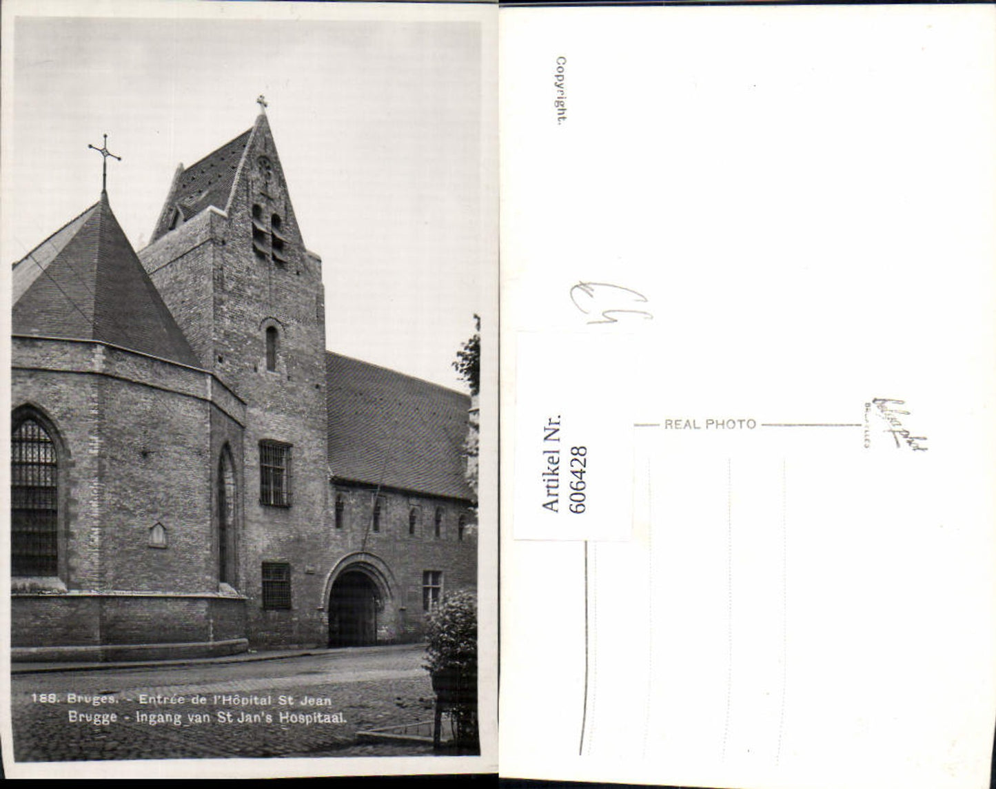 606428,Foto Ak Brügge Bruges Entree de l Hopital St Jean Ingang van St Jans Hospitaal