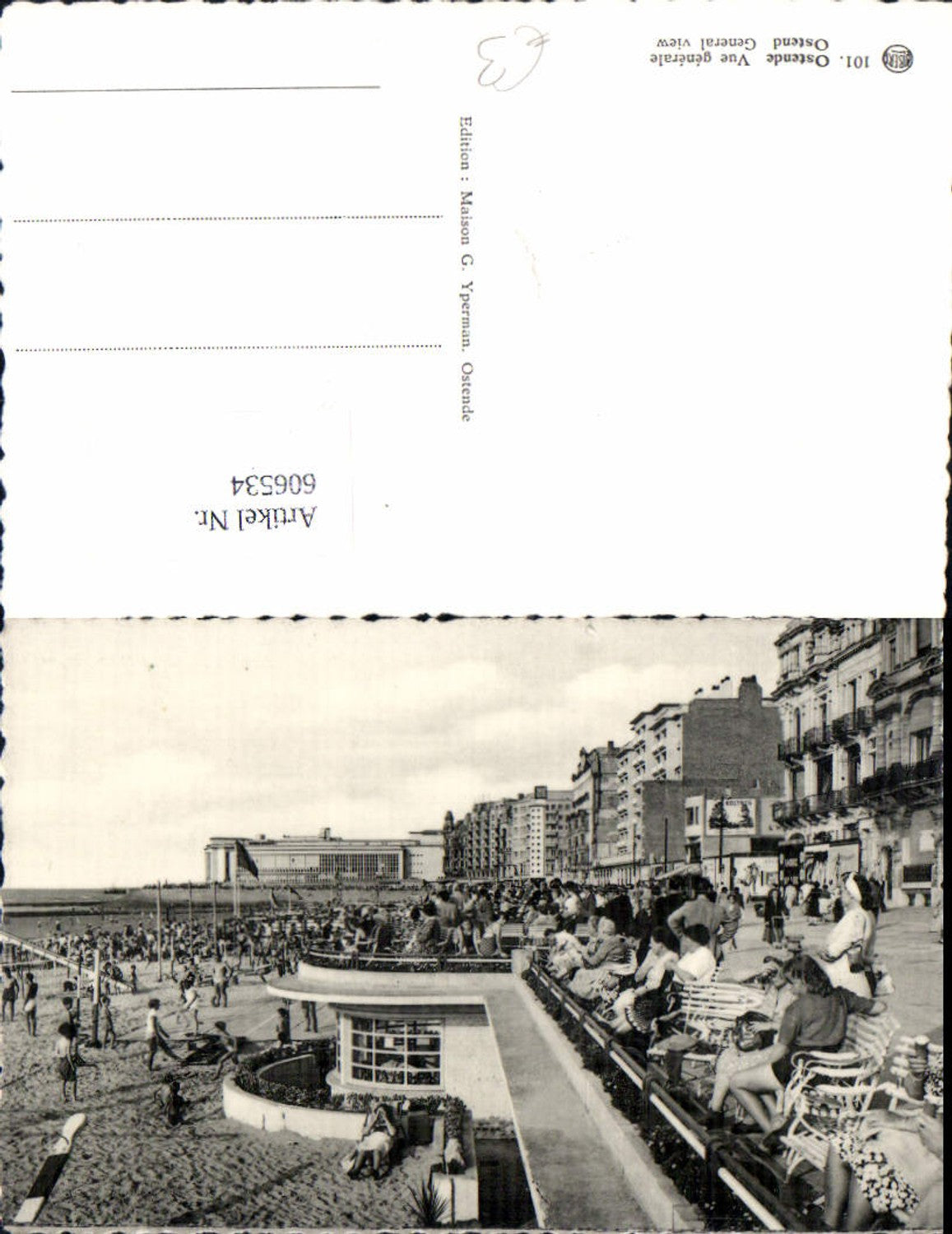 606534,Foto Ak Ostende Vue generale General view Strand Strandleben Belgium