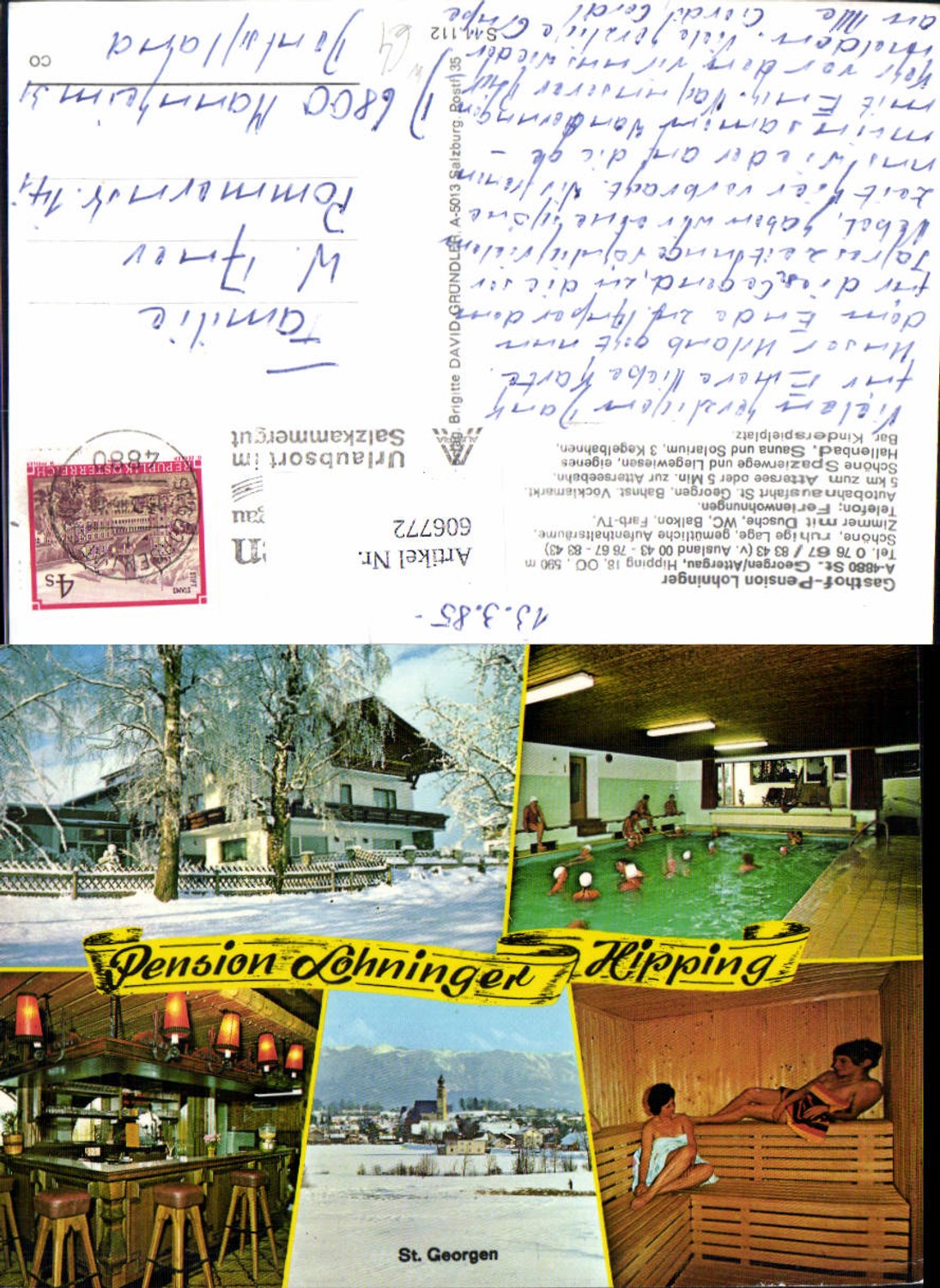 606772,Mehrbild Ak St Georgen i. Attergau Gasthof Pension Lohninger Sauna Hallenbad