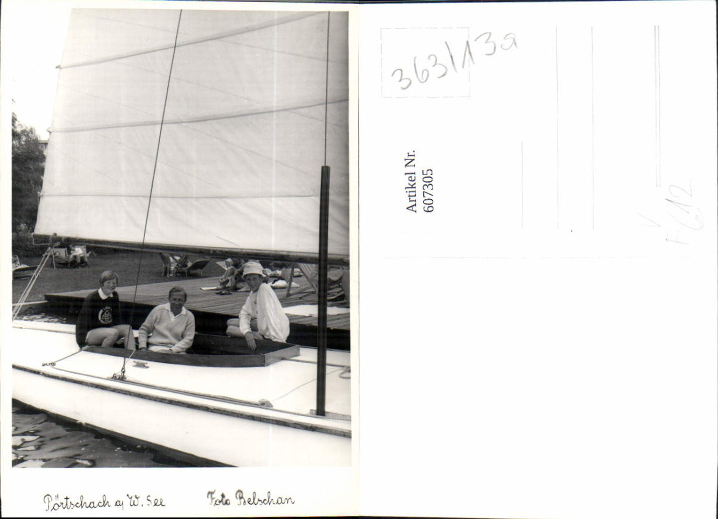 607305,Foto Ak Pörtschach a. Wörthersee Segelboot Boot Segeln pub Foto Belschan