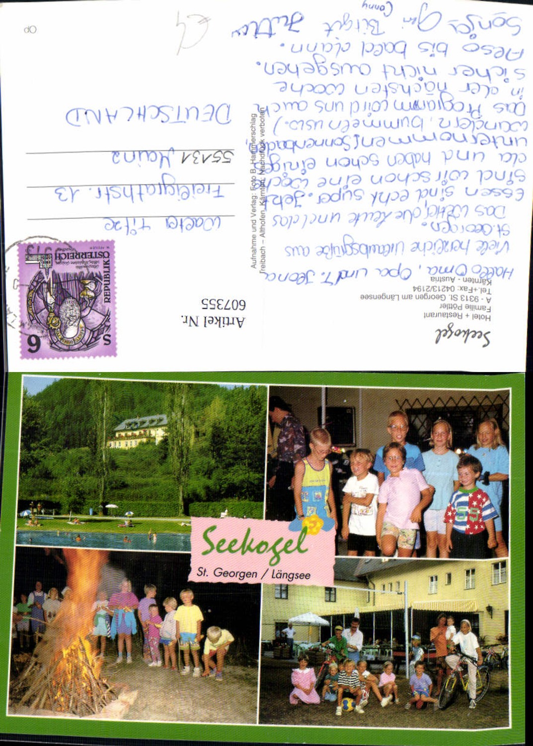 607355,Mehrbild Ak St Georgen a. Längensee Hotel Restaurant Seekogel Lagerfeuer