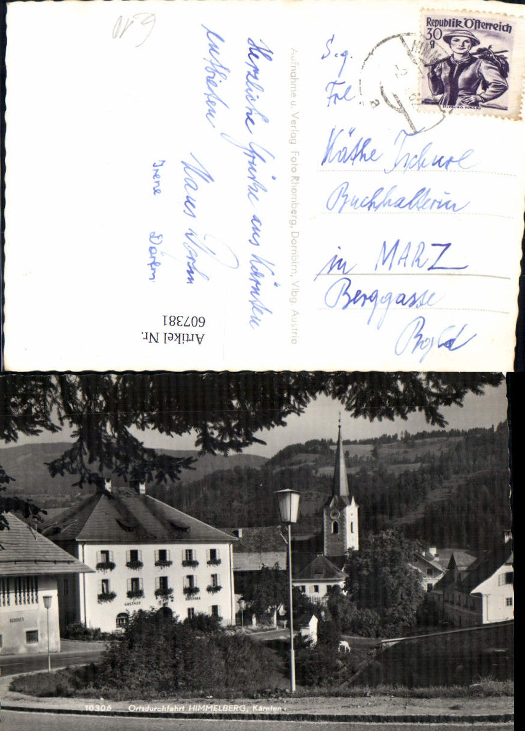 607381,Foto Ak Himmelberg Ortsdurchfahrt Gasthof Taferner