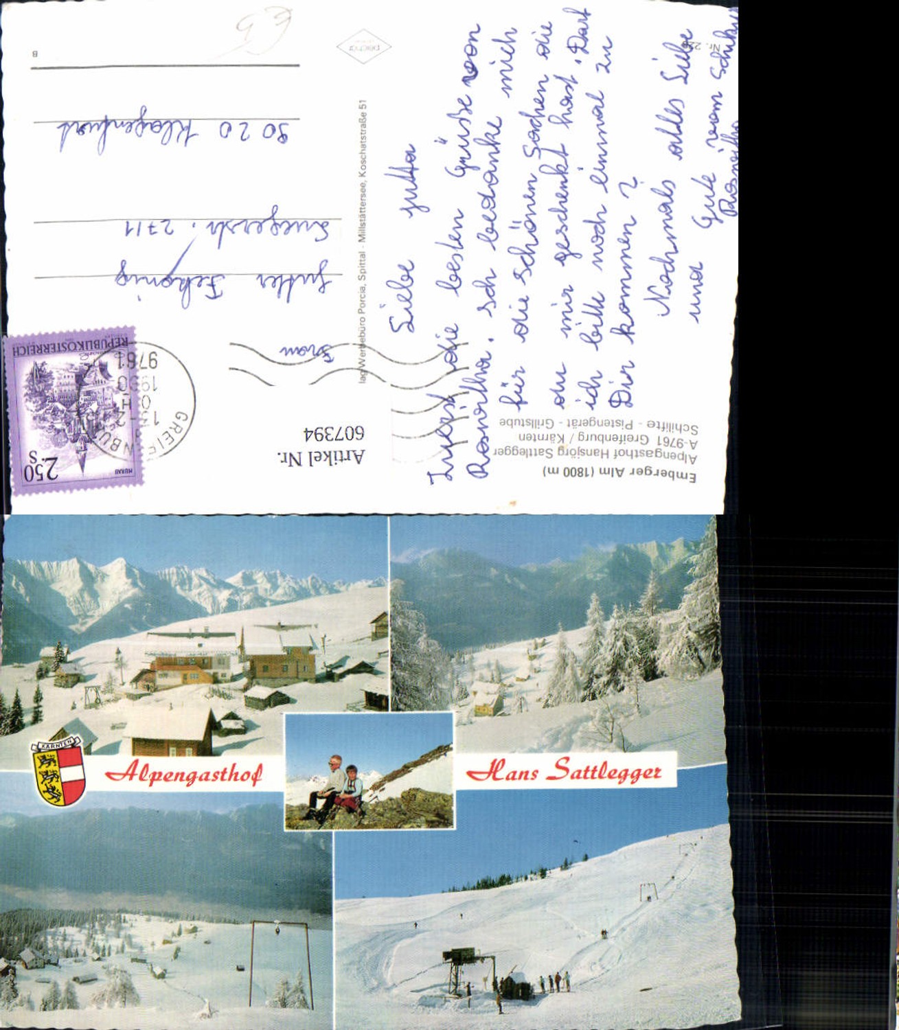 607394,Mehrbild Ak Greifenburg Emberger Alm Winteransicht Skilift Wintersport