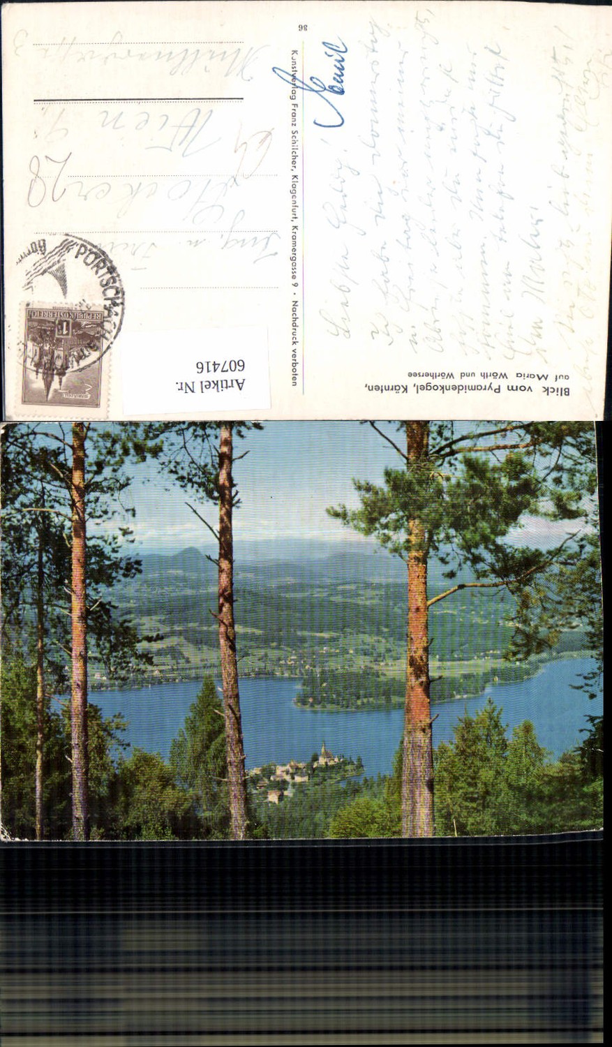 607416,Blick v. Pyramidenkogel a. d. Wörthersee u. Maria Wörth Keutschach am See