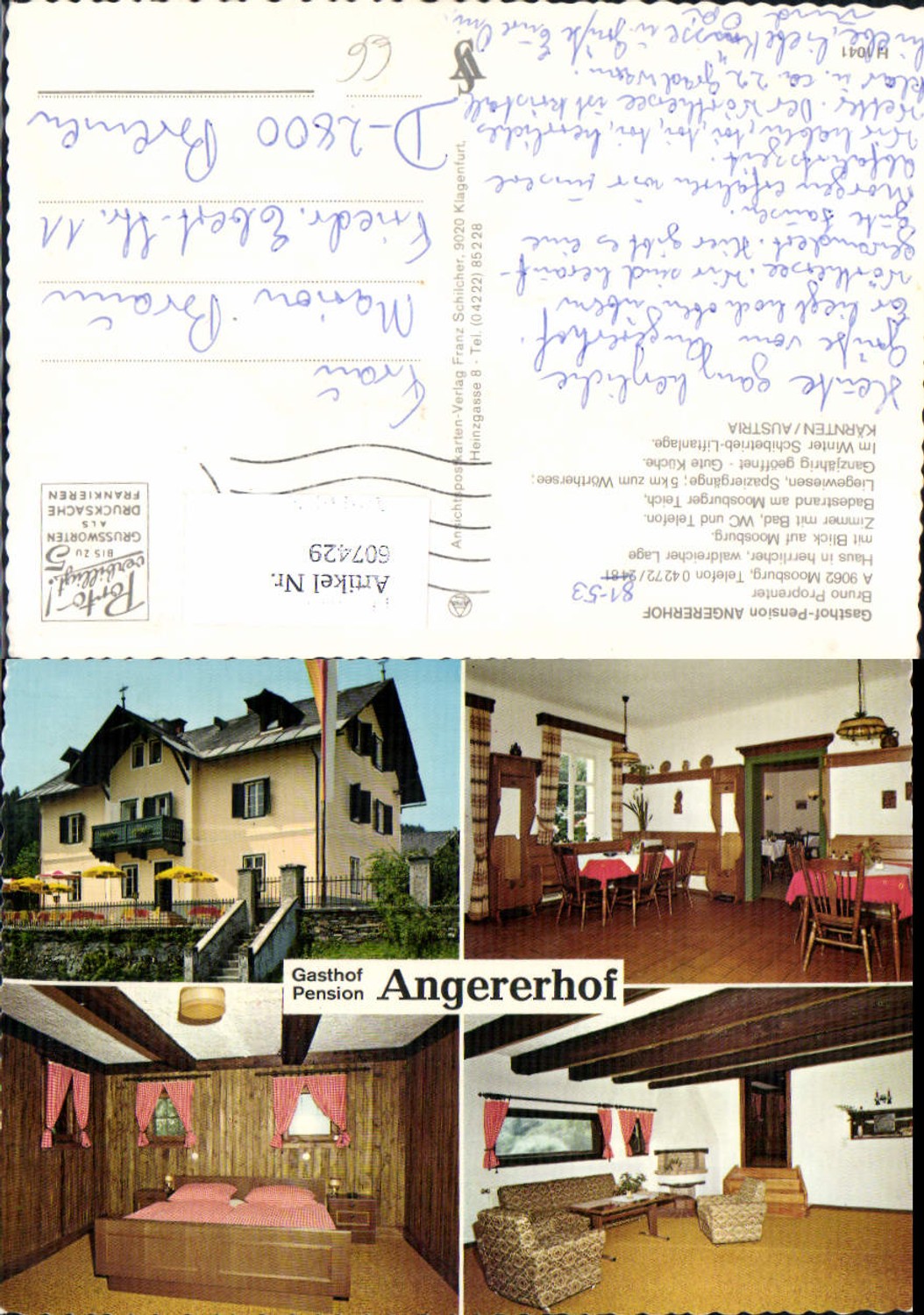 607429,Mehrbild Ak Moosburg Gasthof Pension Angererhof