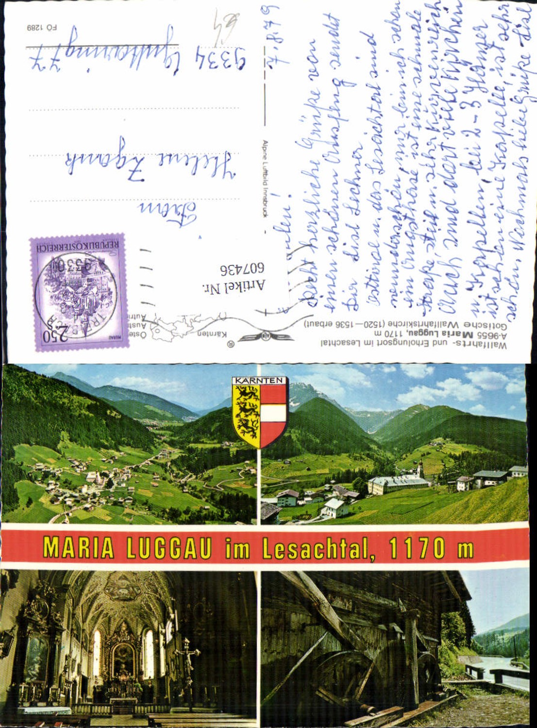 607436,Mehrbild Ak Maria Luggau Wallfahrtskirche Wassermühle Mühle