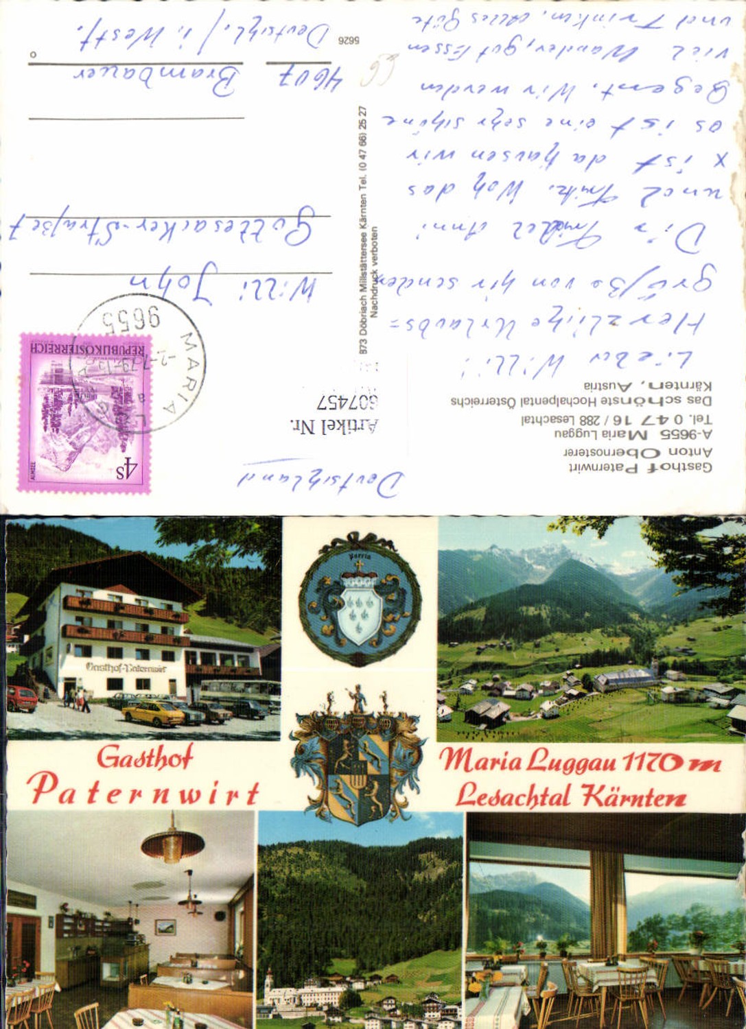607457,Maria Luggau Lesachtal Gasthof Paterwirt VW Golf 1 Bus Autobus