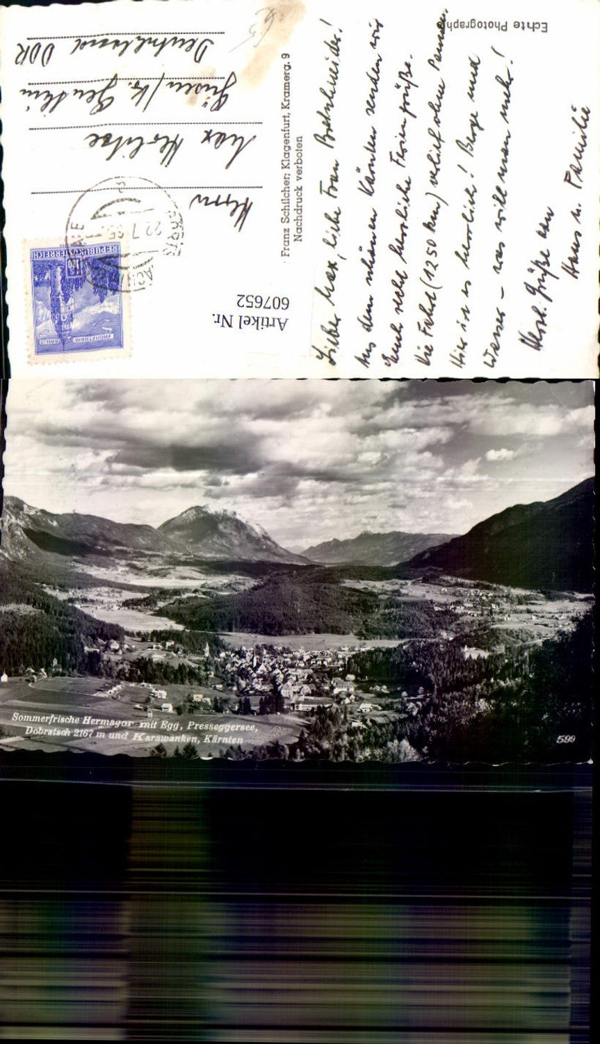 607652,Foto Ak Hermagor m. Egg Presseggersee Dobratsch u. Karawanken