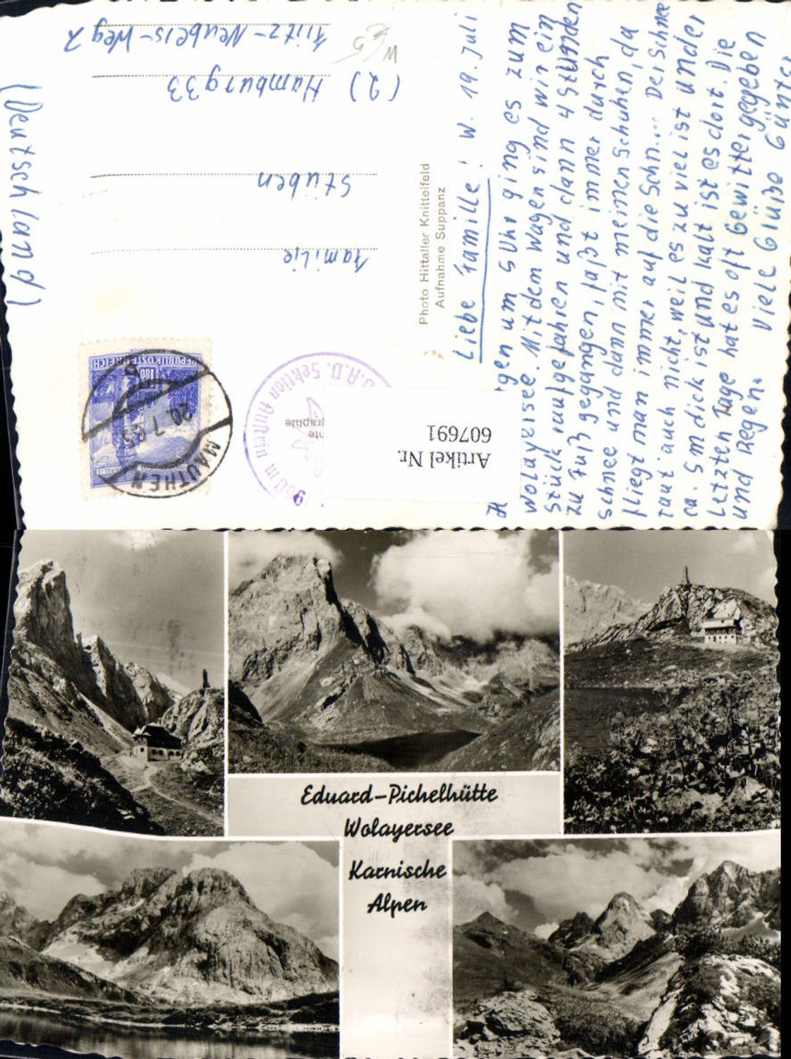 607691,Mehrbild Ak Eduard-Pichelhütte Wolayersee Wolayerseehütte Karnische Alpen St. Lorenzen im Lesachtal