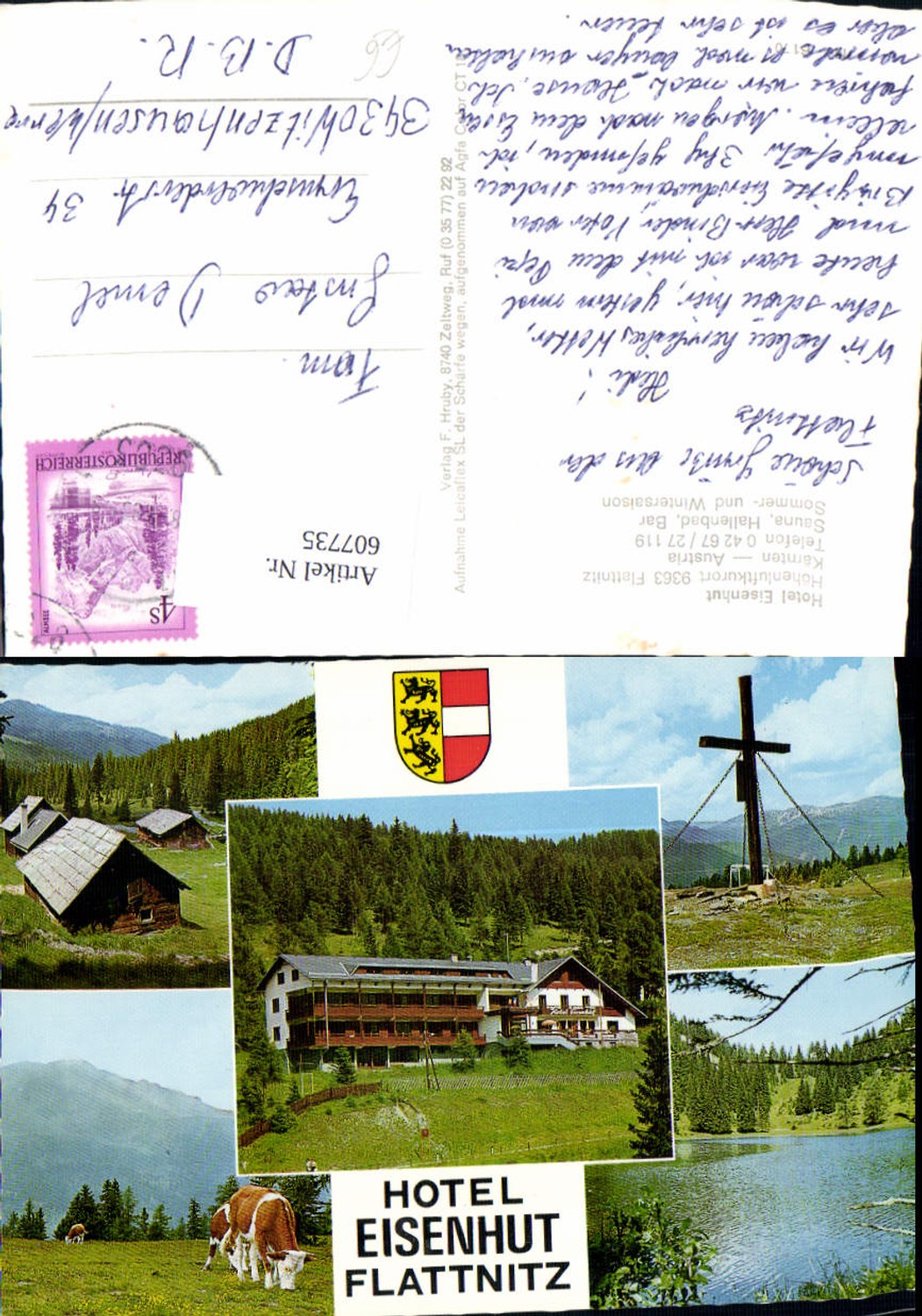 607735,Multi-image Ak Flattnitz Hotel Eisenhut summit cross cows cattle