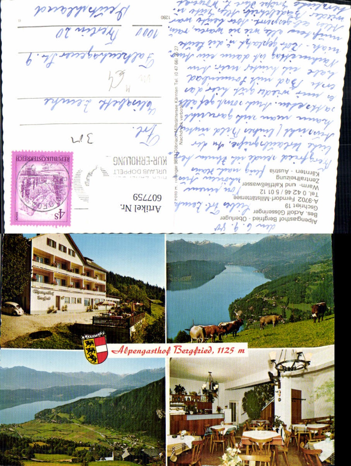 607759, Multi-image Ak Ferndorf Millstättersee Alpengasthof Bergfried Oberluger cattle cows
