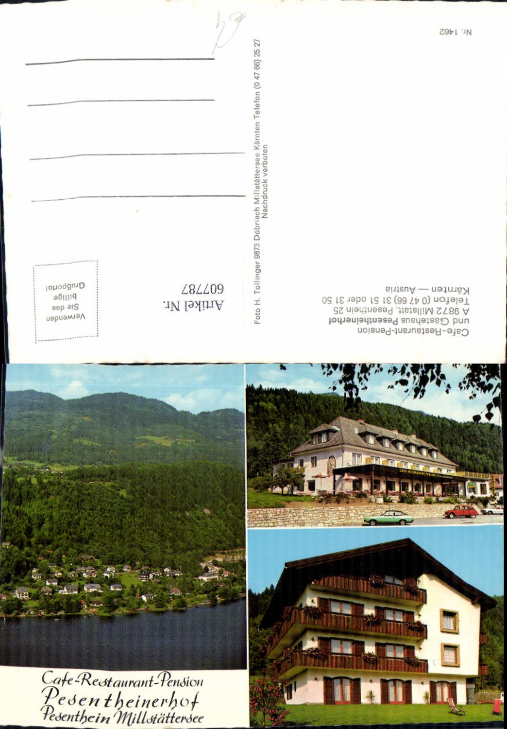 607787,Mehrbild Ak Millstatt a. See Cafe Restaurant Pesentheinerhof