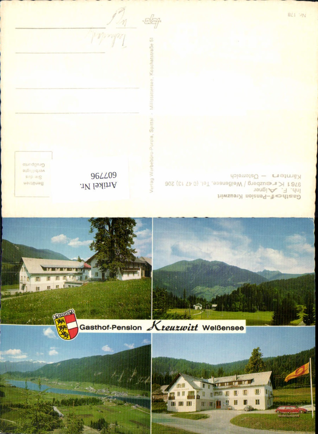 607796,More picture Ak Kreuzberg Weißensee Gasthof Pension Kreuzwirt Techendorf