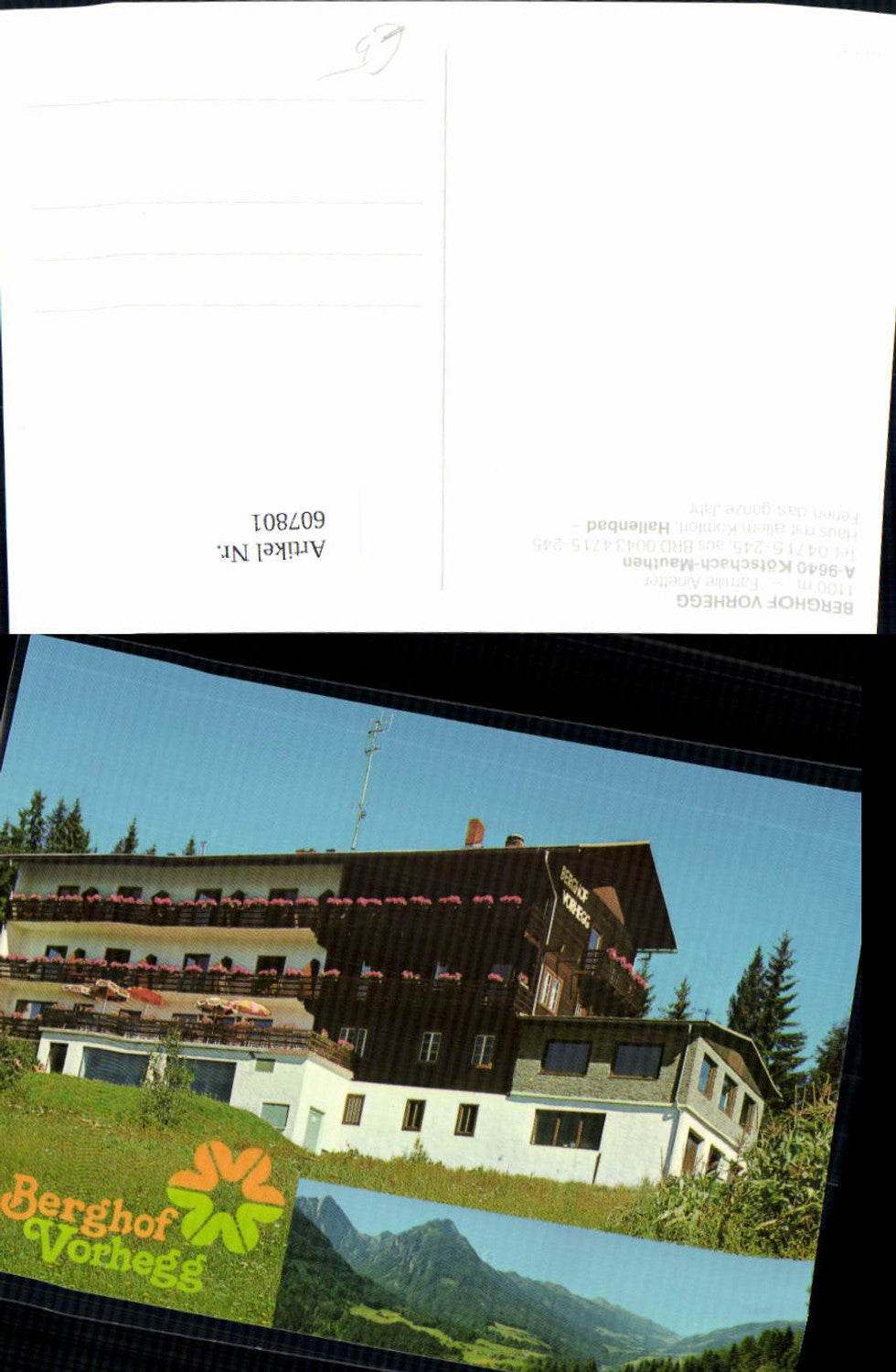 607801,Mehrbild Ak Kötschach-Mauthen Berghof Vorhegg