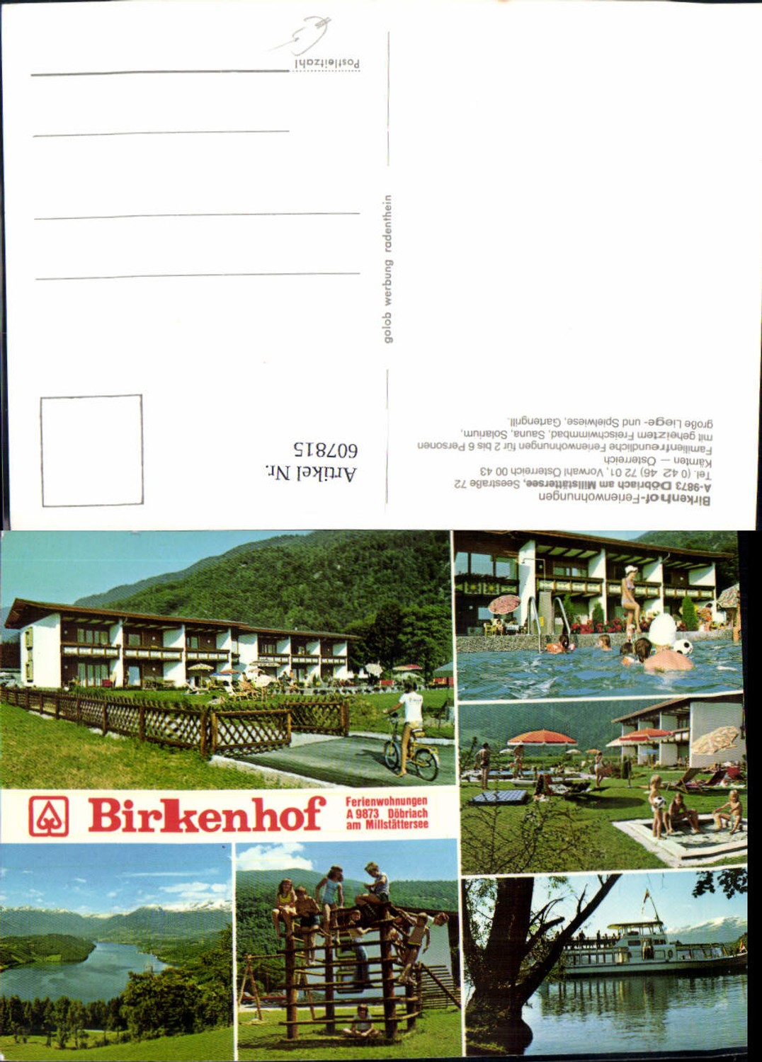 607815,Mehrbild Ak Döbriach a. Millstätter See Birkenhof Ferienwohnungen Schwimmbad