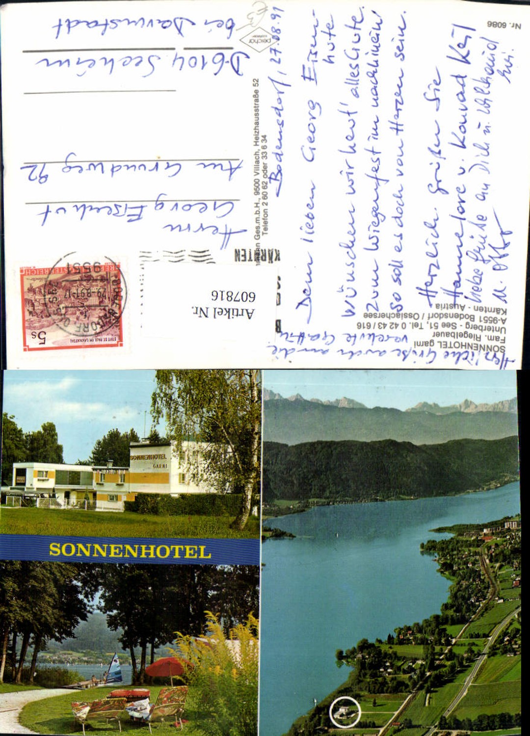 607816,Mehrbild Ak Bodensdorf Ossiachersee Sonnenhotel garni