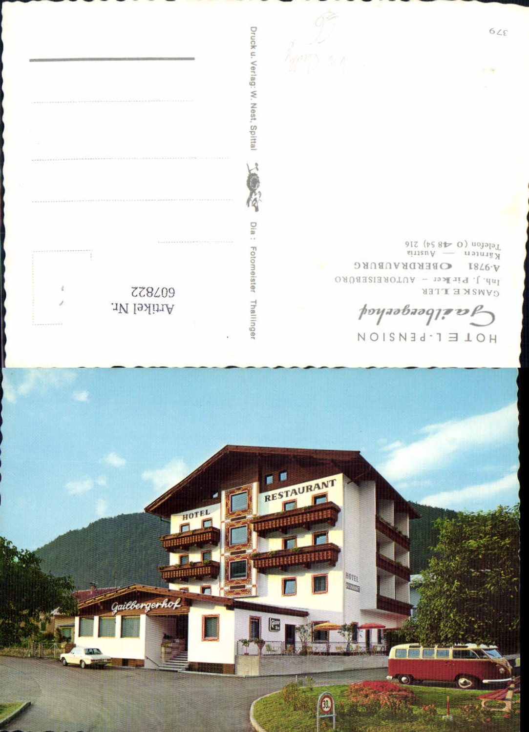 607822,Oberdrauburg Hotel Pension Gailbergerhof VW Bully