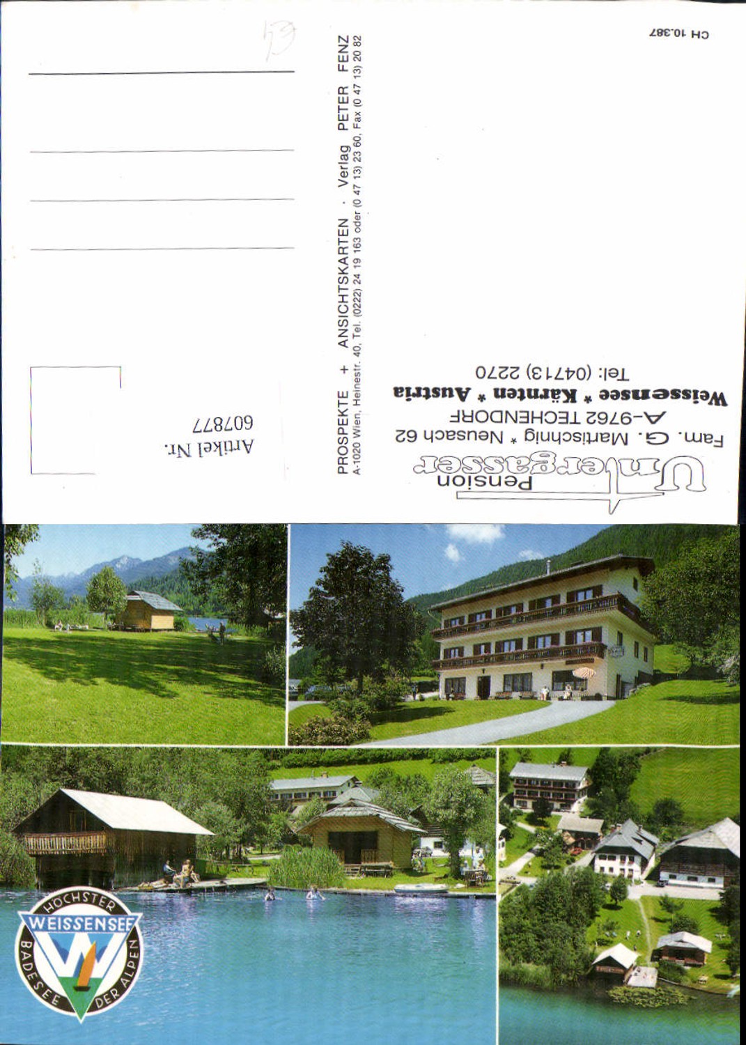 607877,Mehrbild Ak Techendorf Weißensee Pension Untergasser