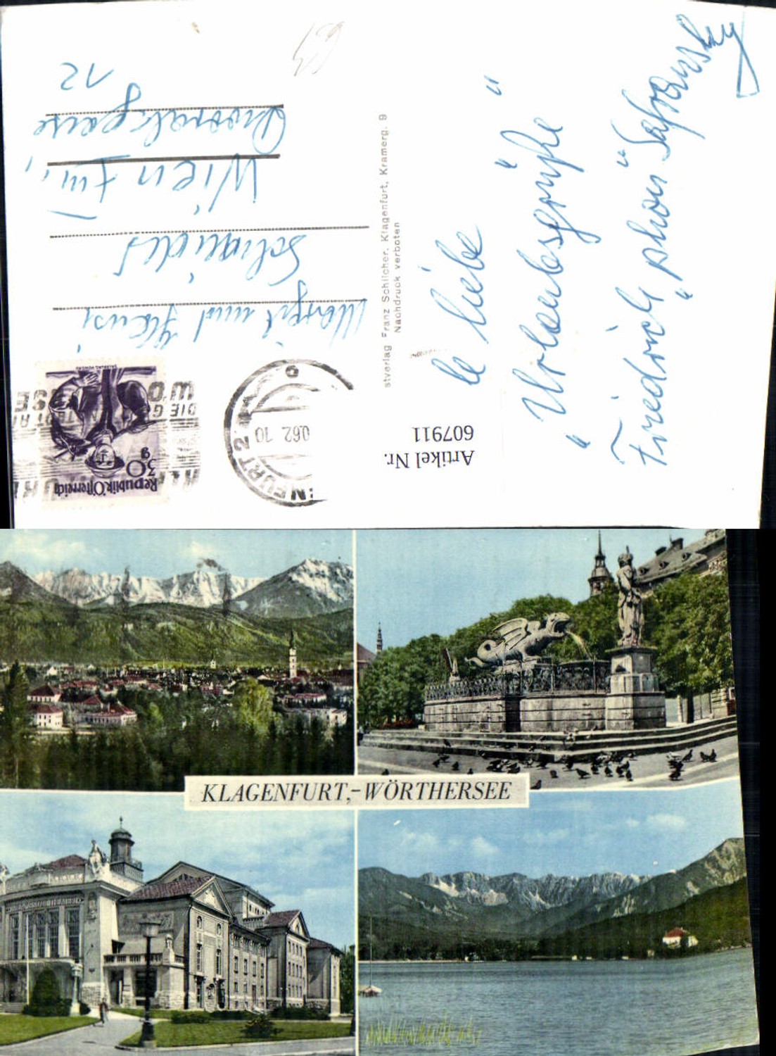 607911, Multi-image postcard Klagenfurt Wörthersee Lindwurm