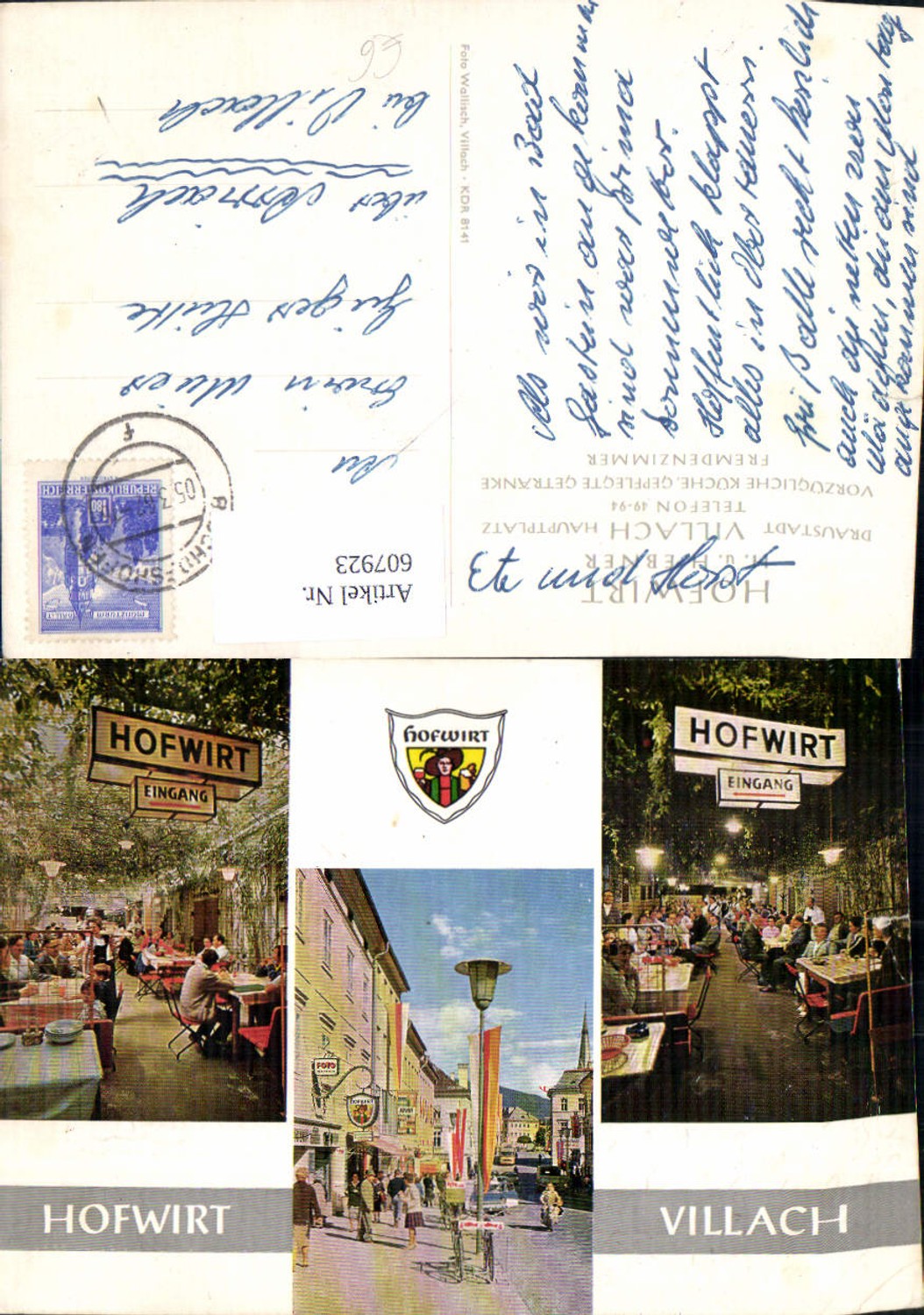 607923,Mehrbild Ak Villach Hofwirt Gastgarten Eingang