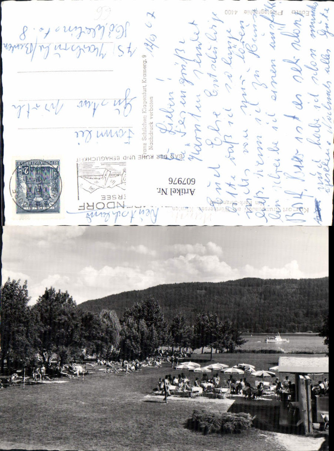 607976,Foto Ak Krumpendorf a. Wörthersee Park-Strandbad Strandbad Schiff