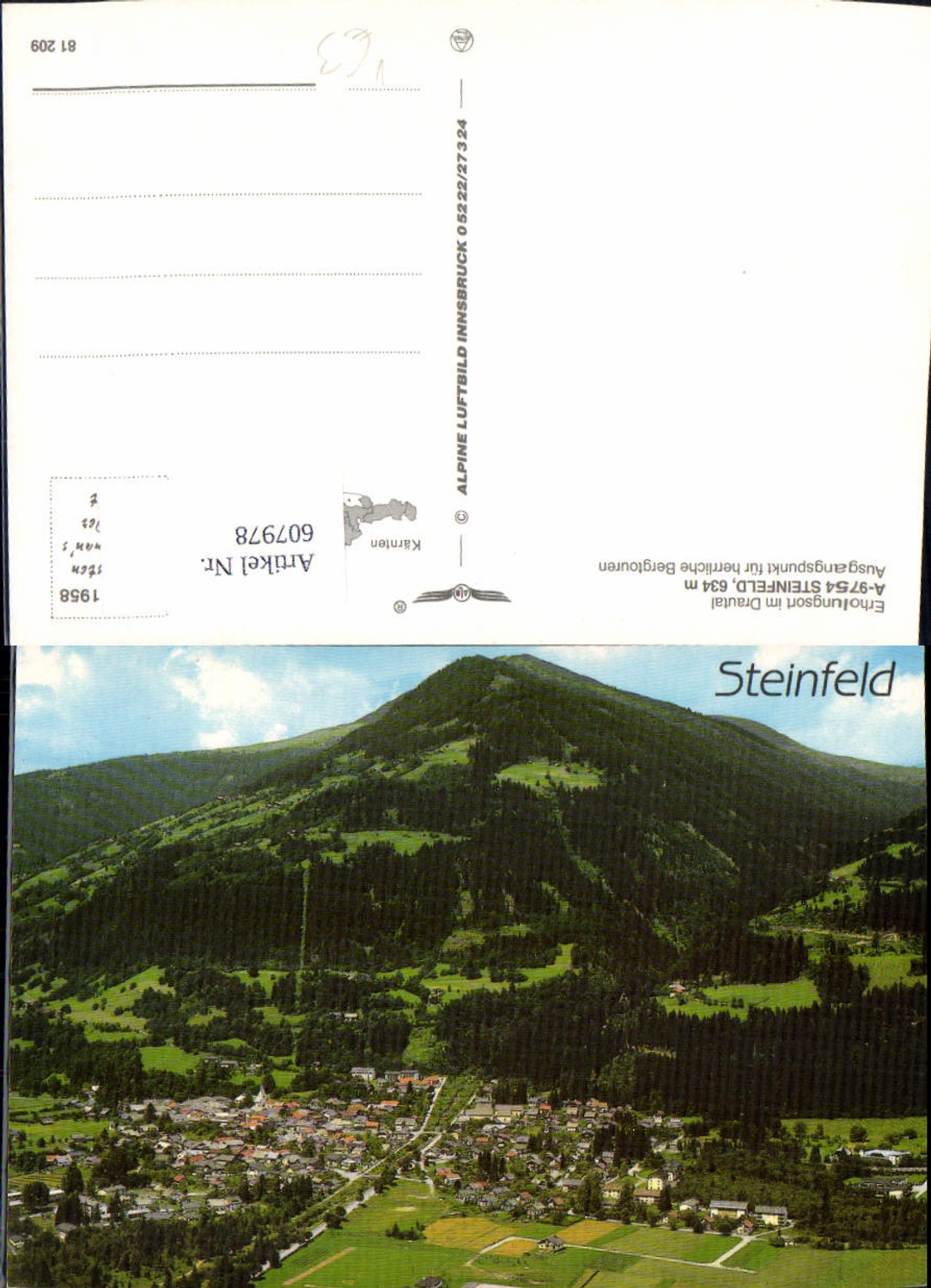 607978, Steinfeld Drautal Totale pub Alpine aerial photograph 81209