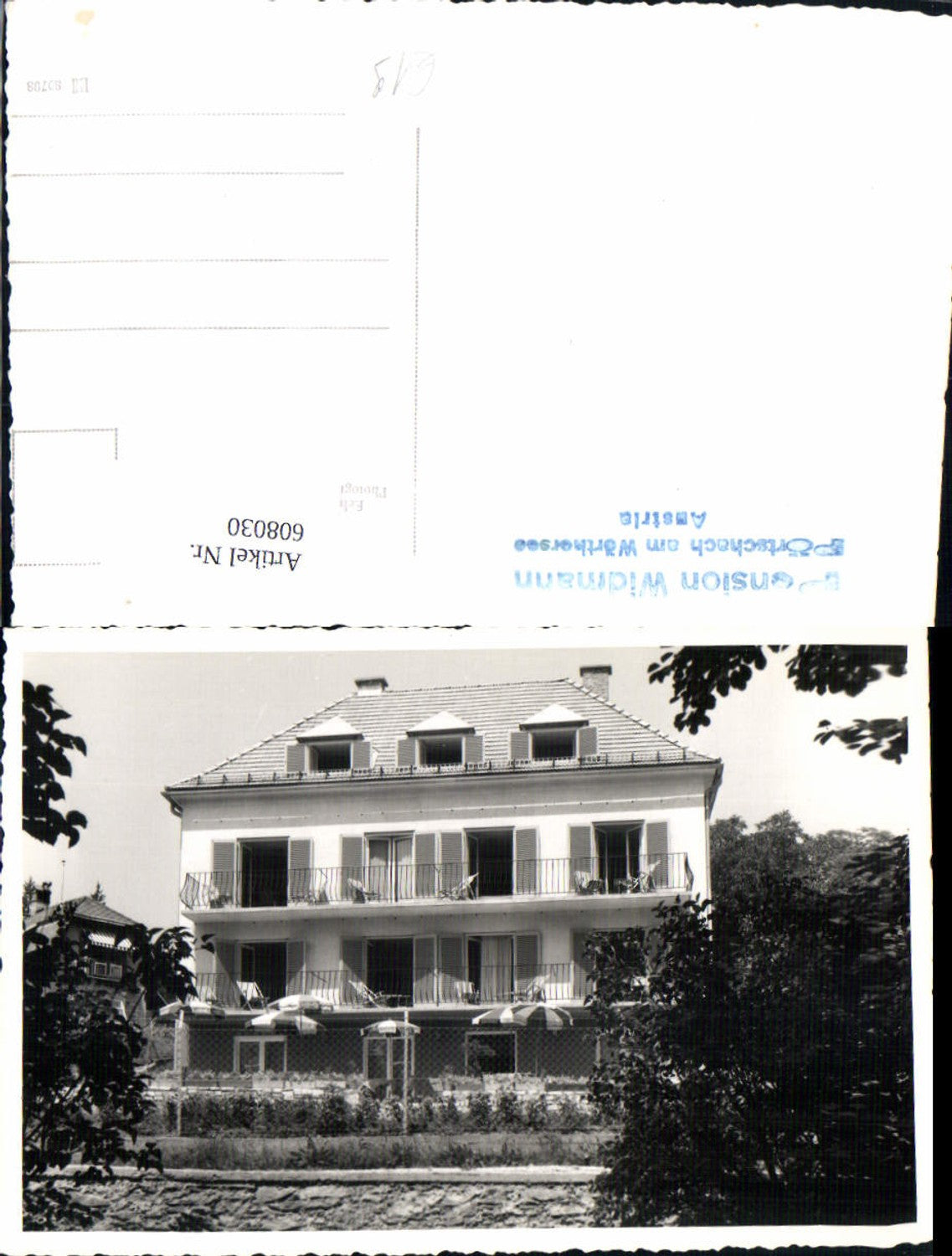 608030,Foto Ak Pörtschach a. Wörthersee Pension Widmann
