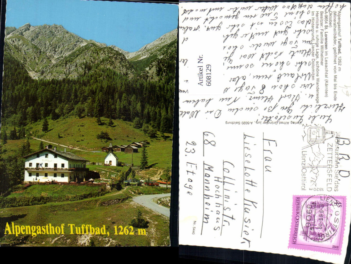 608129,St Lorenzen i. Lesachtal Alpengasthof Tuffbad