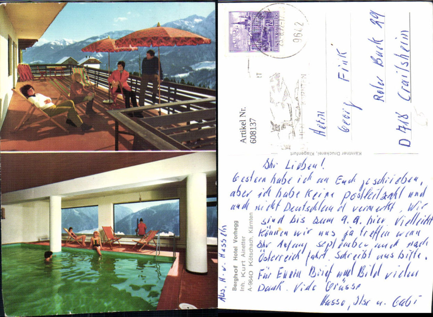 608137,Mehrbild Ak Kötschach Berghotel Hotel Vorhegg Hallenbad