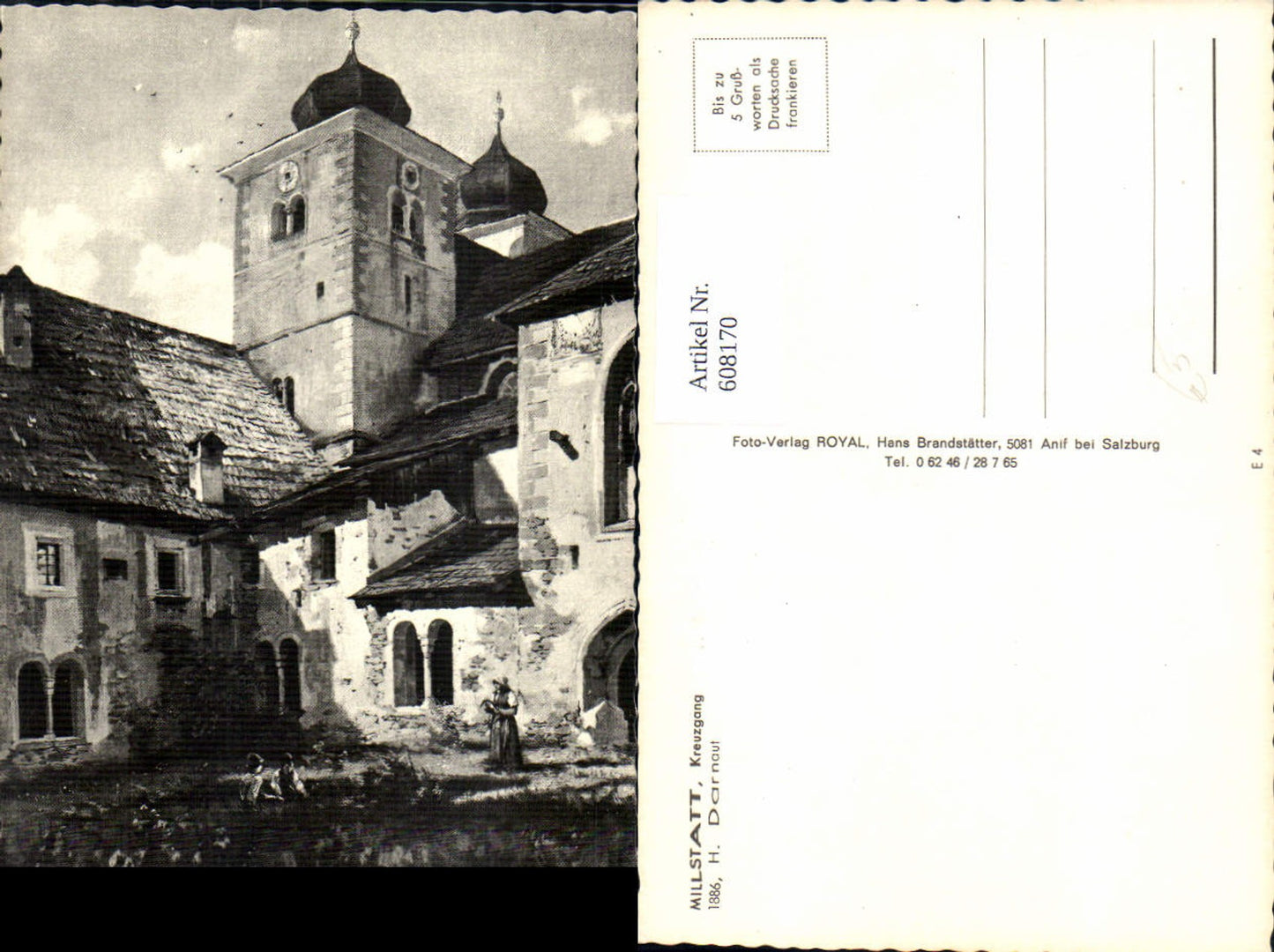 608170,Künstler Ak H. Darnaut Millstatt Kreuzgang Kirche