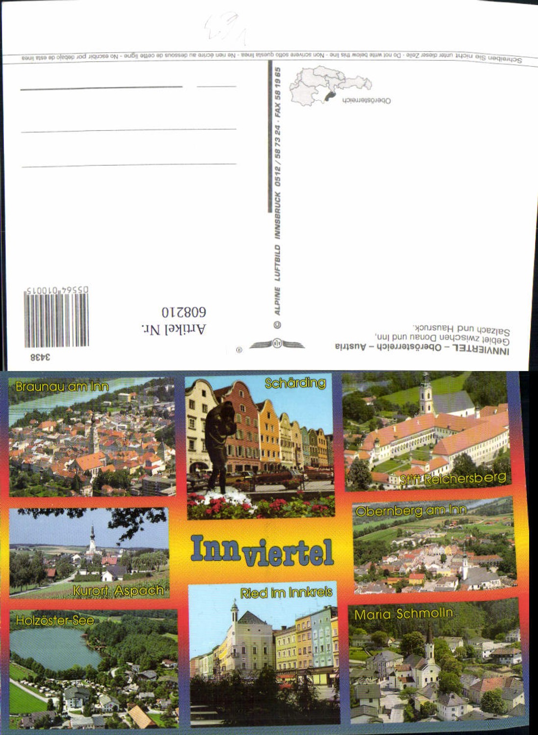 608210,Mehrbild Ak Innviertel Salzach Hausruck Braunau Schärding Aspach Ried i. Innkreis pub Alpine Luftbild 3438